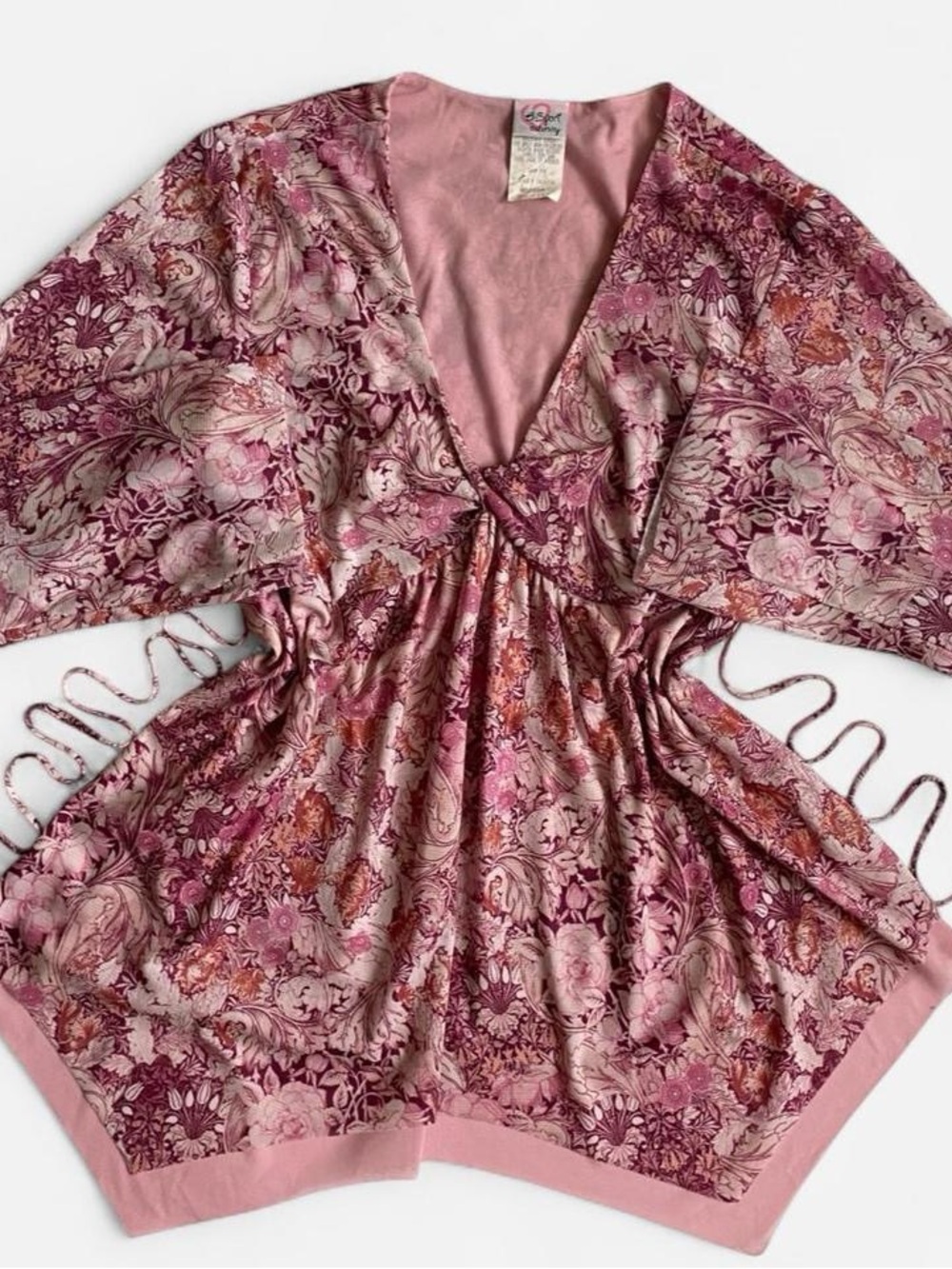 Vintage pink mesh floral long sleeve babydoll maternity top